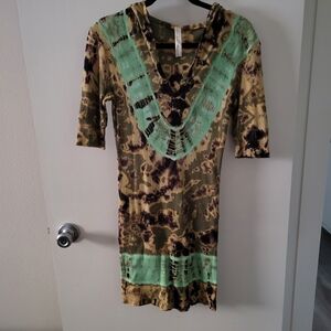 S-Twelve Green and Brown Tie-Dye Midi Dress